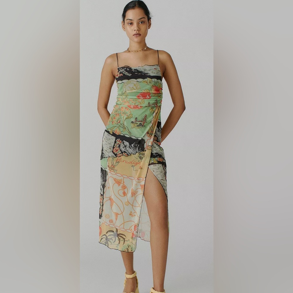 Urban Outfitters Green Multi-Print Midi Dress